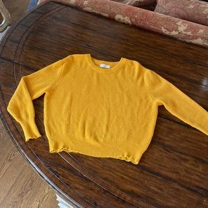 Mustard Yellow Fall Sweater Elodie ribbed crewneck pullover knit sweater